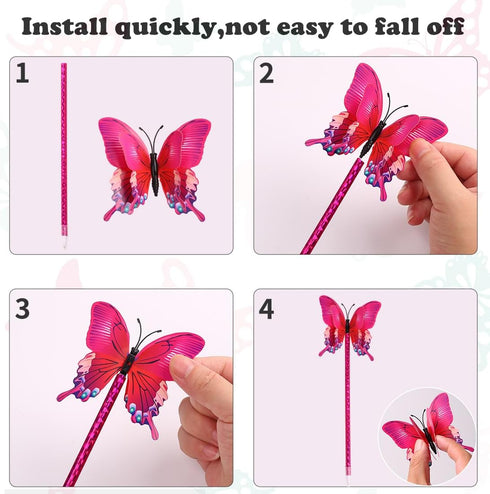 Leery 12 Pieces 3D Butterfly Ballpoint Pens, 0.5mm Random Black Ink for School Office Supplies Home Decor
