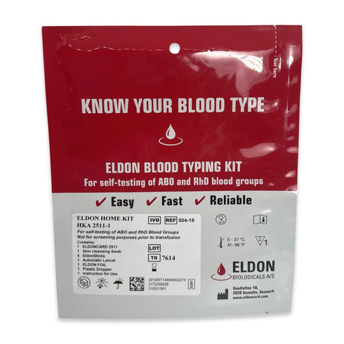 Eldoncard INC Rapid Blood Type Test (2 COMPLETE KITS) - Air Sealed Envelope, Safety Lancet, Micropipette, Cleansing Swab