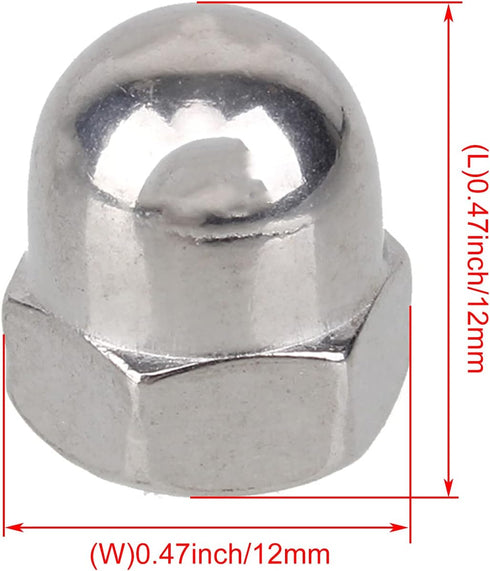 BQLZR 304 Stainless Steel Cap Acorn Hex Nut M6 Right Hand Threads, Marine Replacement for 2007 XC90 & 2009 S-60, Pack