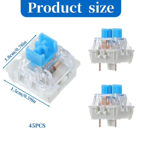 SynHHergyx 45 3 PCS Mechanical Keyboard Switches Pin Blue Clicky Switches Dustproof Keyboard Clicker Keys Replacement