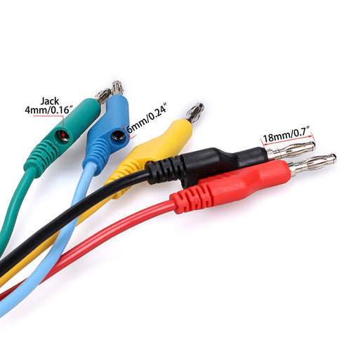 Sumnacon 5PCS Multimeter Banana Plug to Crocodile Alligator Clip Test Probe, 1M Lead Wire Cable