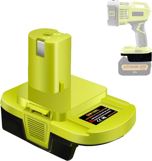 DM18RL Battery Adapter for Dewalt/Milwaukee to Ryobi, Convert Dewalt 20V Lithium Battery to Ryobi 18V Tools with USB