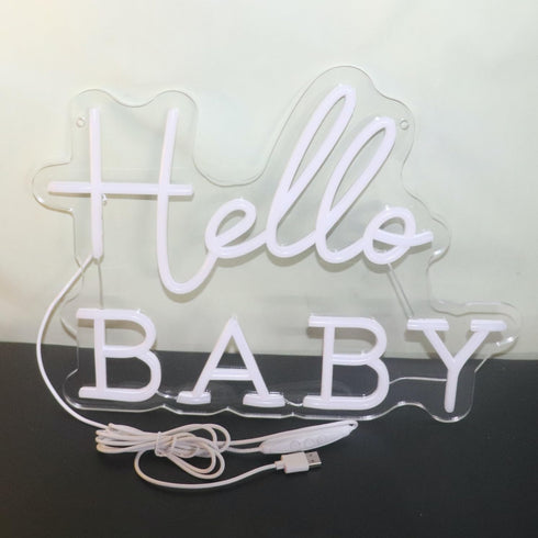 Hello Baby Neon Signs Led Gender Reveal Party Welcome Decorations Neon Letters Signs Pregnancy Announcement Party