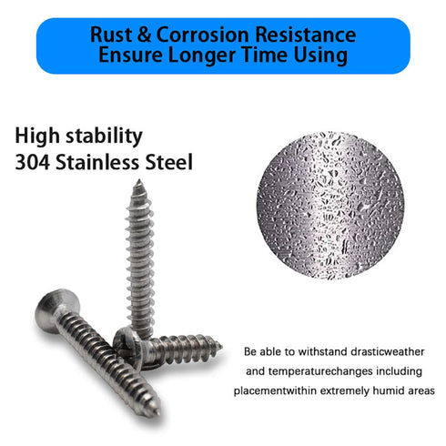 M3/M4/M5/M6 Flat Head Self Tapping Wood Screws Assortment Kit, 260Pcs Stainless Steel