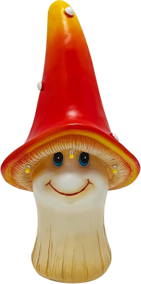 Solar Garden Large Mushroom Decor Outdoor Statue - Mushroom with LED Waterproof Sculptures Lights, Cute Mushroom