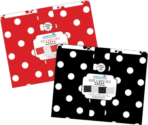 Barker Creek Dots File Folders, Set of 24, Multi-Design, Letter Size, 1/3 Cut Tabs for Home, School, Office