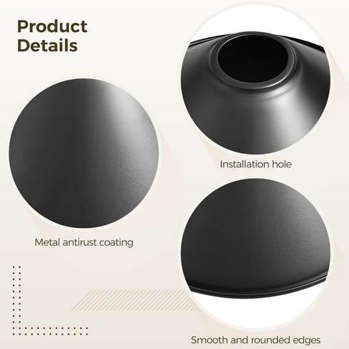 Toyosport 4 Pack Metal Lampshades, Conical Matte Black Pendant Light Cover, Industrial Farmhouse Style Lamp Shade