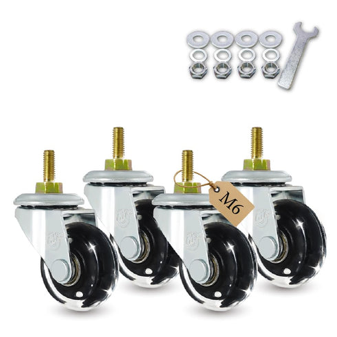 AXL M6-1.0 Threaded Stem Caster Wheels, 40mm (1.5 Inch) Inline Skate Style