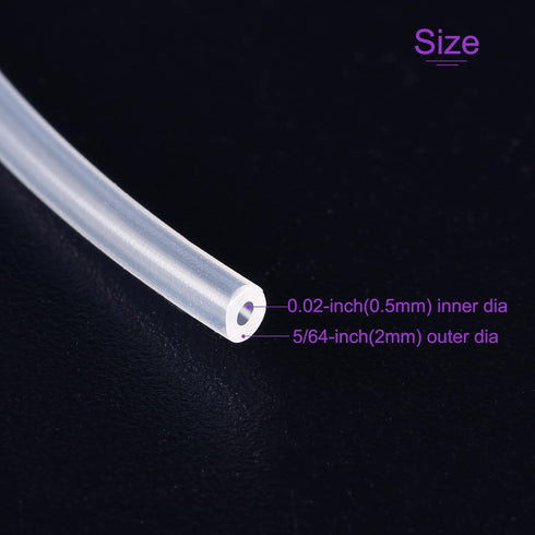 DMiotech 0.5mm ID 2mm OD Clear Silicone Tube, 3.3 Feet Industrial Tubing for Water Air Pump
