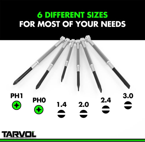 Precision Screwdriver Set, Set of 6 with Case, Flathead & Philips in Different Sizes