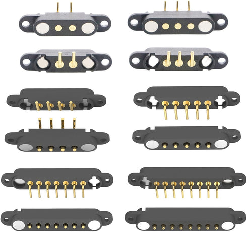 2 Pair Magnetic Bend Pogo Pin Connector: 2/3/4/5/7/8 Pin 2A Magnetic Connector Male+Female for DC Charge Power Socket