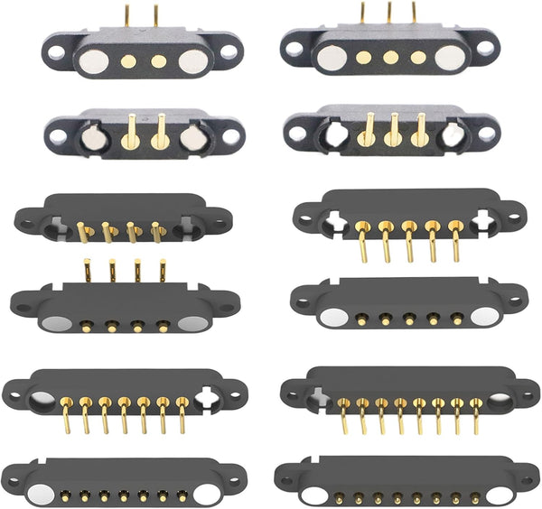 2 Pair Magnetic Bend Pogo Pin Connector: 2/3/4/5/7/8 Pin 2A Magnetic Connector Male+Female for DC Charge Power Socket