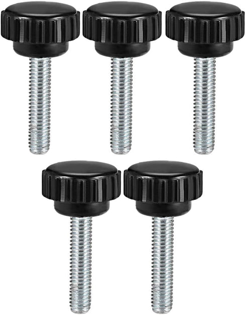 uxcell M6 x 30mm Metric Male Thread Knurled Clamping Knobs, 5 Pcs Black Grip Thumb Screw