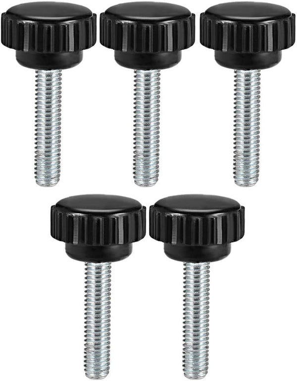 uxcell M6 x 30mm Metric Male Thread Knurled Clamping Knobs, 5 Pcs Black Grip Thumb Screw