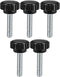 uxcell M6 x 30mm Metric Male Thread Knurled Clamping Knobs, 5 Pcs Black Grip Thumb Screw