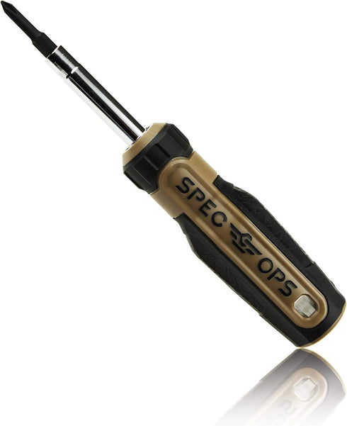 Spec Ops Tools Multi-Bit Screwdriver, 6-in-1, Magnetized Double-Sided Bits, Cr-Mo Steel Shaft, 3% Donated to Veterans