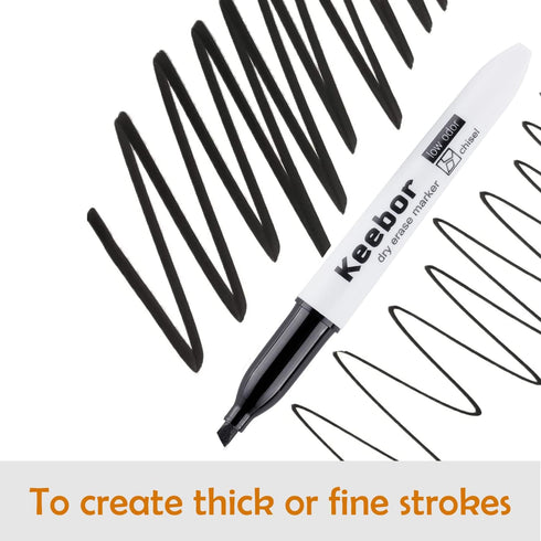 Dry Erase Markers Chisel Tip Black, 72 Pack Low-Odor White Board Markers for Office and School Supplies