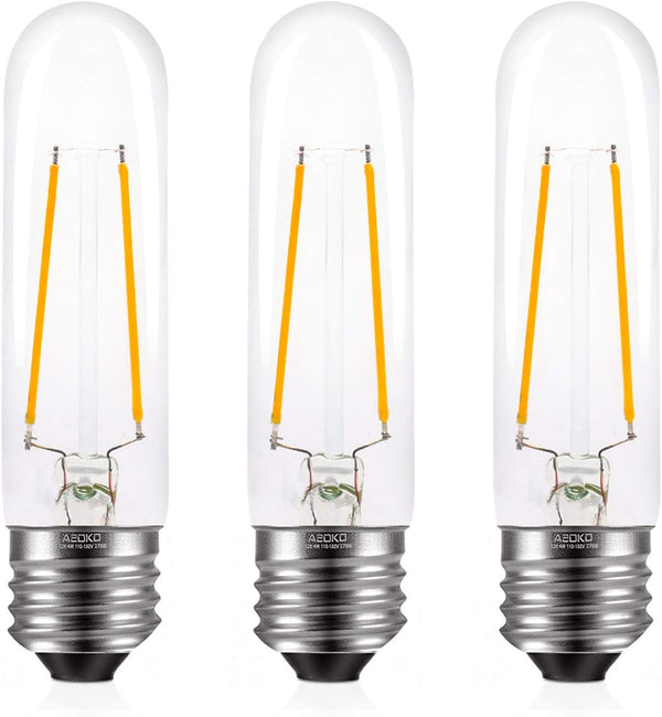 T10 Edison LED Tube Bulbs - Warm White, 2700K, Dimmable - Vintage