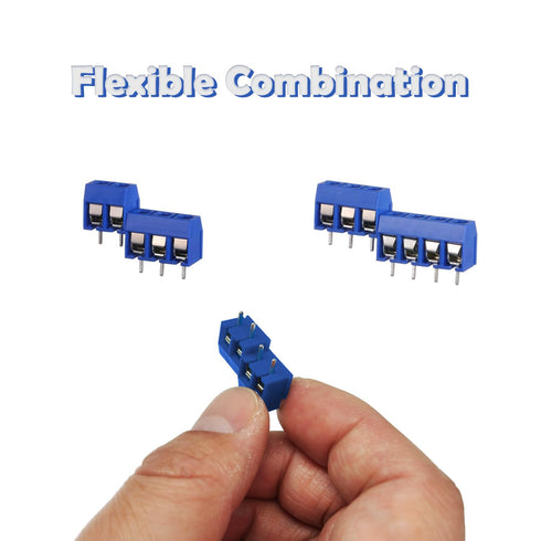 72PCS 5mm Pitch PCB Mount Screw Terminal Block Connector, 2Pin 3Pin 4Pin Circuit Board Connectors