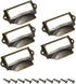 uxcell Vintage Iron Label Holder Pull Handles for Cabinet Cupboard, Bronze Tone 90x41mm Pack of 5