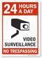 SmartSign Plastic Sign, "24 Hours a Day Video Surveillance" with Graphic, 14" x 10", Black/Red on White