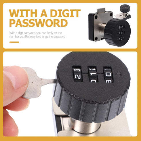 2pcs 3-Digit VILLCASE Combination Password Locks for File Cabinet and Desk Drawer, Black Round Face, Bedside Cabinet