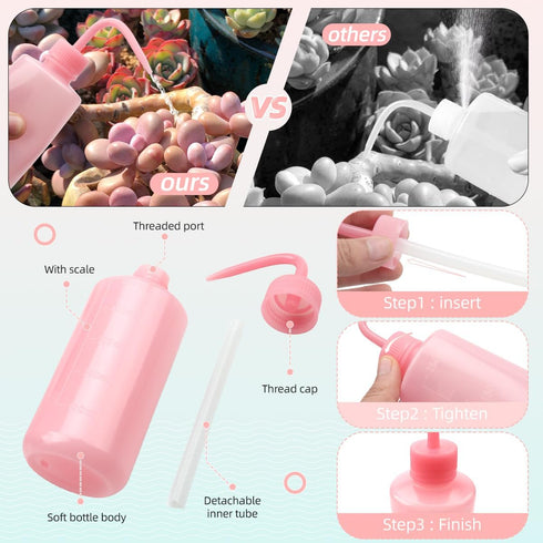 Tattoo Lash Squeeze Bottle, Safety Rinse Bottle, Plastic Squeeze Medical Lab Washing Bottle (Pink & Blue)
