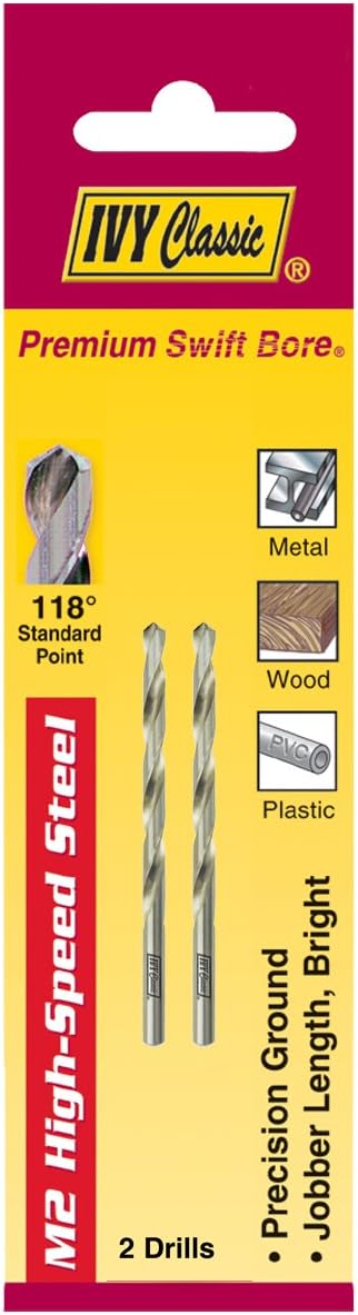 IVY Classic 01104 1/16-Inch M2 High Speed Steel Drill Bit, 118-Degree Point, 2/Card