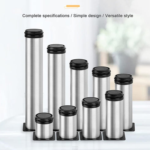 LBAawxe 4pcs Stainless Steel Cabinet Legs Adjustable Furniture Legs Round Support Feet for Bedside Table