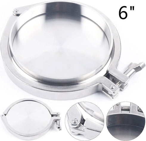 Jiabailie 6in 6" Stainless Steel Clamp Fitting,Stainless Steel Sanitary Pipe Fittings Kit,Weld Ferrule Clamp,End Cap +