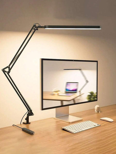 Generic Dimmable LED Desk Lamp with Swing Arm and Clip, USB Powered Eye-Care Light with Memory Function, Adjustable