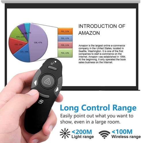 Presentation Clicker Remote for PowerPoint - RF 2.4GHz Wireless Presenter USB for Mac, Keynote, Computer, Laptop
