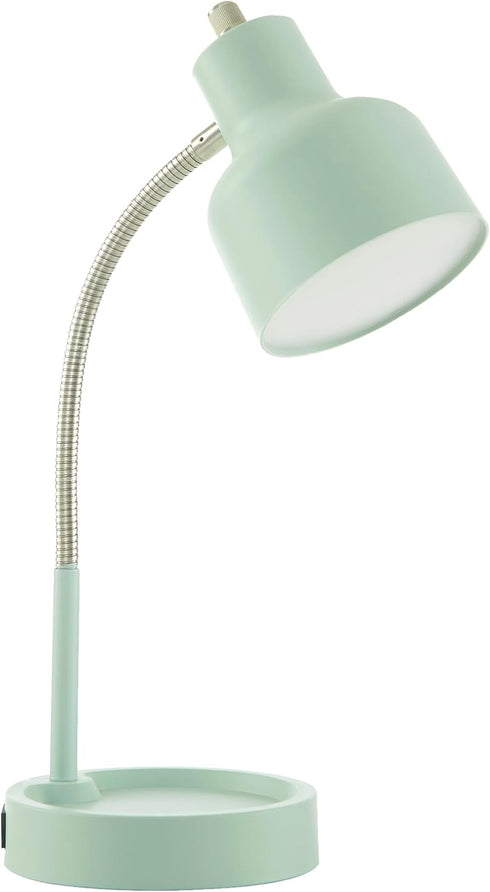 Generic 17" LED Catch-All Base & AC Outlet Adjustable Flexible Desk Lamp (Green)