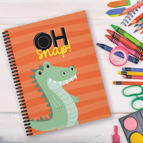 Softcover Oh Snap 8.5" x 11" Punny Spiral Notebook/Journal for Kids, 120 Wide Ruled Pages, Durable Gloss Laminated Cover