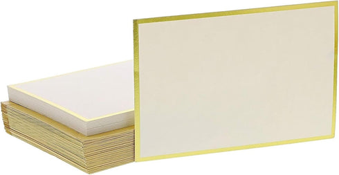 Sustainable Greetings 48 Pack Blank Invitation Cards and Envelopes - Gold Foil Border 5 x 7 Inches