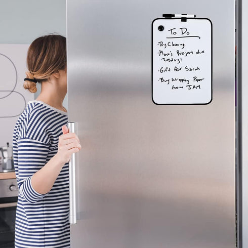 JAM PAPER Magnetic Dry Erase Foam Boards, 8 x 12 with Black Board Marker, Black Border, Sold Individually