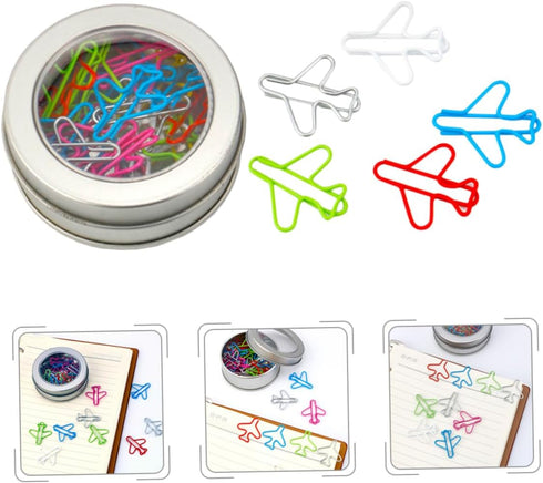 EXCEART 24pcs Plane-shaped Paper Clips, Portable File Clamp for Office Supply