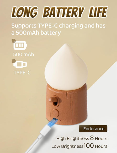 WANIDEA Flameless Candles Lamp, Cute Night Light,Torch Stump Light, LED Tea Lights Candles Rechargeable Night