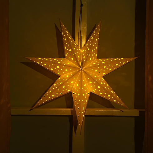 19.7 Inch 7 10 Mudder Christmas Star Paper Lantern Pointed Christmas Window Lantern with LED Light Strings Hanging