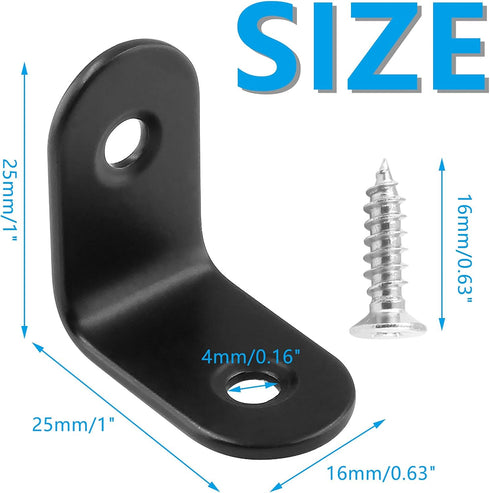 12Pcs 1 1 Inch 90 Bonsicoky L Bracket Right Angle Corner Brace, Stainless Steel x Joint Right Angle, Black Degree Shelf