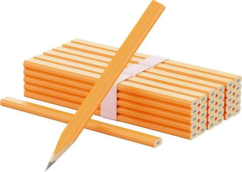 25 Pack Carpenter Pencils with Ruler - Flat Yellow Octagonal Woodworking Pencils for Construction, Marking, Framing