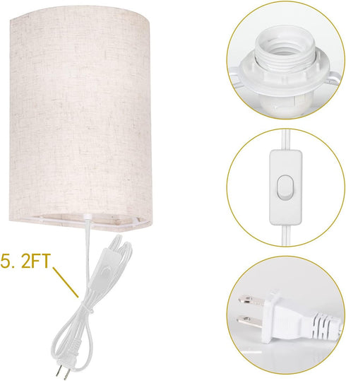 Set 2700K 4000K 5000K AVV Wall Sconces of Two, Wall Lamp Plug in with On/Off Switch, Selectable, Wall Lights