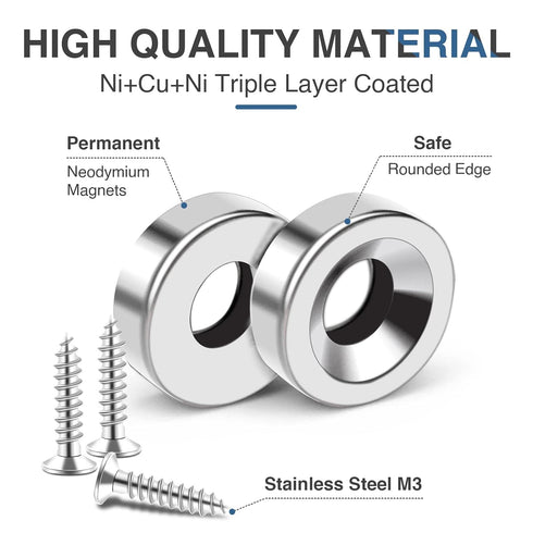 36pcs 3 MIKEDE Heavy Duty Rare Earth Magnets - Sizes, Neodymium Disc Magnets with Hole for Locker, Tool Storage, DIY