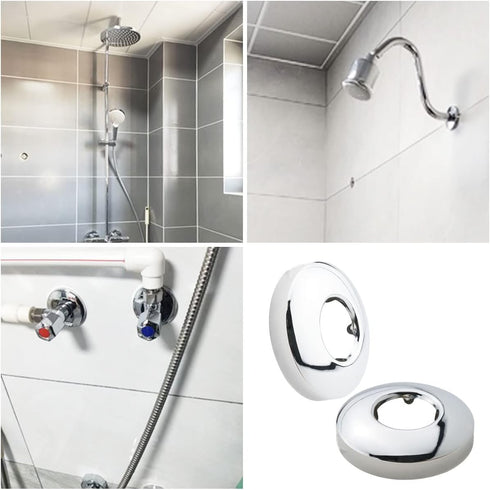 ITROLLE Shower Arm Flange 2PCS Chrome Plated Stainless Steel 2 Inches Round Arc Escutcheon Plate for Shower Heads