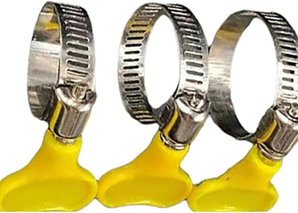 15-Pack Mixed Pack Yellow Stainless Steel Hose Clamps, Adjustable Thumb Screw Key Type Clamps for Plumbing