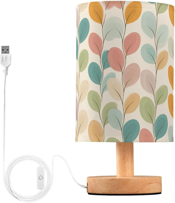 Aslsiy Bedside Table Lamp Pastel Color 70s Retro Floral (2) Kids Nightstand Lamp