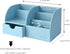 UnionBasic Desk Organizer, Blue Multifunctional Leather Desktop Pen Holder for Business Card, Pen & Mobile Phone