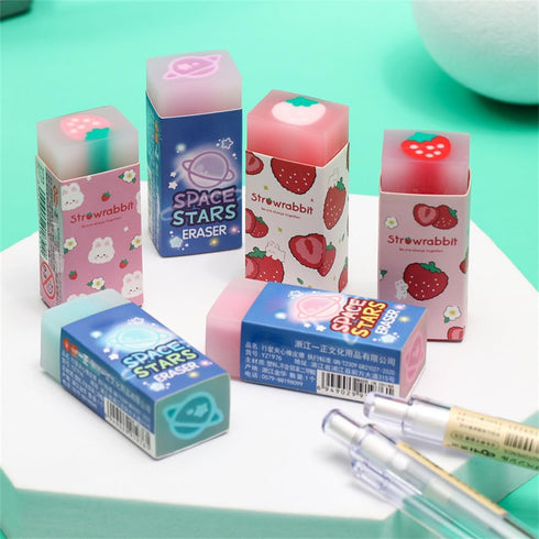 Eraser CuEraser - Cute Plastic Rubber Erasers for School Office Pencils, 6PCS
