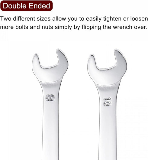 uxcell Thin Open End Wrench, 8mm x 10mm Metric, Mirror-Chrome Plated High Carbon Steel, 2 Pcs for Repairs