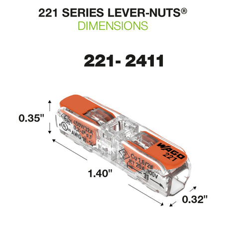 WAGO 221-2411 Wire Connectors Assortment Pack, Inline Splicing Lever Nuts Connector with Case (10)